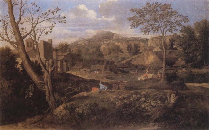 Nicolas Poussin Landscape with Three Men oil painting image